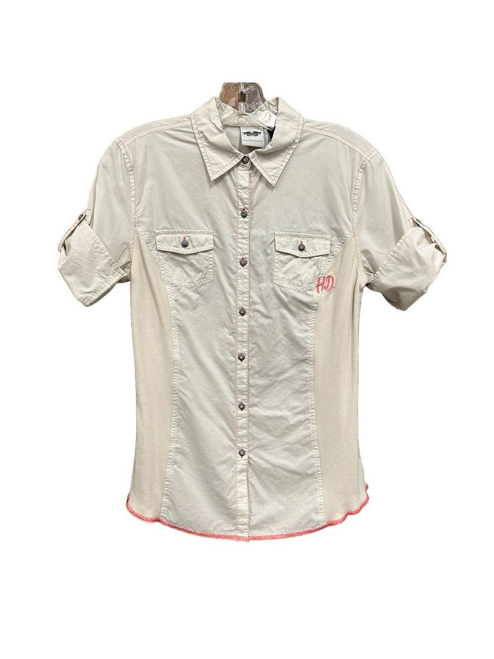 Harley Davidson cream Womens top Small Bikercore Motorcycle